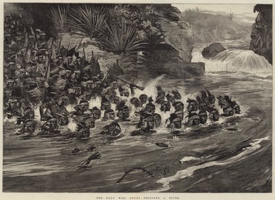 Der Zulukrieg, Zulus überqueren einen Fluss von William Heysham Overend