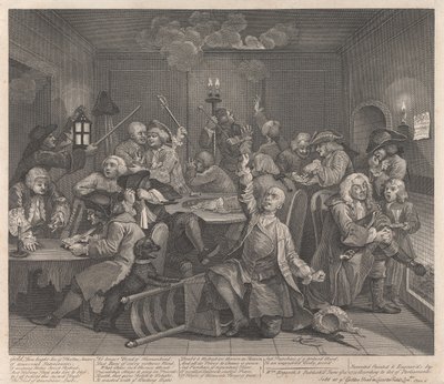 Der Lebensweg eines Wüstlings, Tafel 6: Er spielt um Geld von William Hogarth