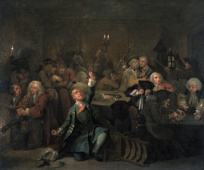 Der Lebensweg eines Wüstlings VI: Der Wüstling in einem Spielhaus, 1733 von William Hogarth