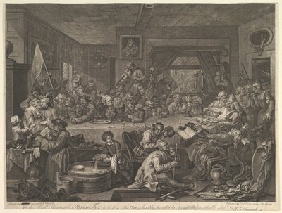 Ein Wahlbankett, Tafel I: Vier Drucke einer Wahl, 24. Februar 1755 von William Hogarth