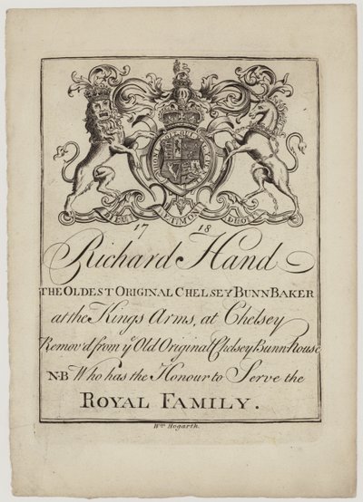 Bun Baker, Richard Hand, Handelskarte von William Hogarth