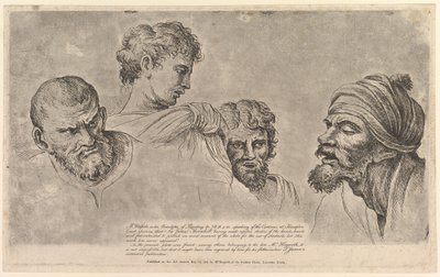 Vier Köpfe aus den Raphael-Kartons in Hampton Court, 14. Mai 1781 von William Hogarth