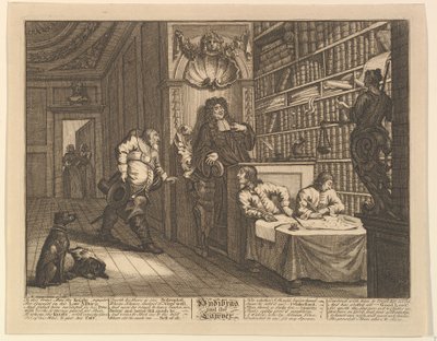 Hudibras und der Anwalt Zwölf große Illustrationen für Samuel Butlers Hudibras, Tafel, 1725-68 von William Hogarth