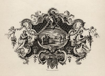 Abdruck von einem Silberkrug, graviert von E. Chavane, aus 