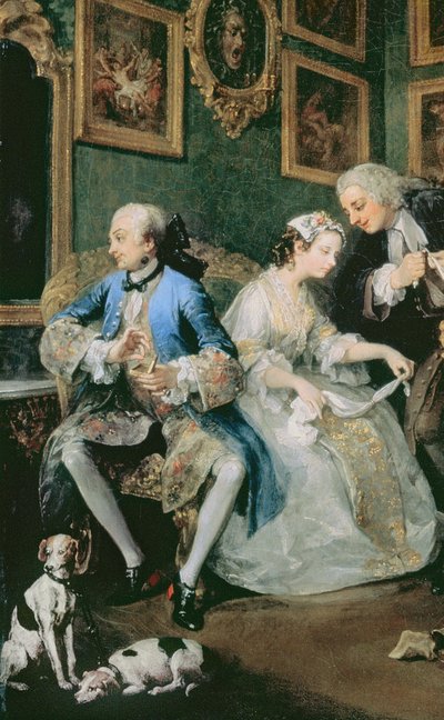 Heirat à la Mode: I - Die Heiratsvereinbarung, ca. 1743 (Detail) von William Hogarth