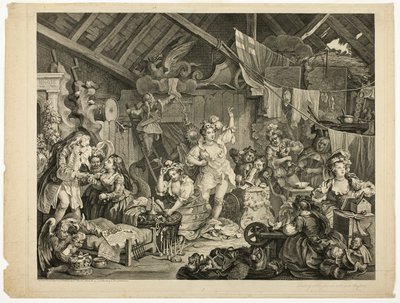 Schauspielerinnen beim Ankleiden in einer Scheune von William Hogarth