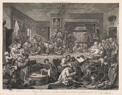 Die Wahl, Tafel 1: „Ein Wahlbankett“ von William Hogarth