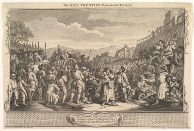 Der faule Lehrling wird in Tyburn hingerichtet: Fleiß und Faulheit, Tafel 11, 30. September 1747 von William Hogarth