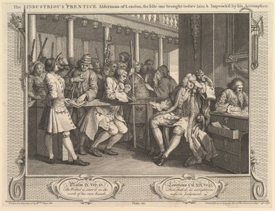 Der fleißige Lehrling, Alderman von London, der faule wird vorgeführt..., 30. September 1747 von William Hogarth