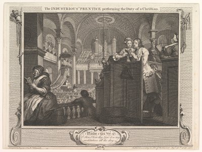 Der fleißige Lehrling, der die Pflicht eines christlichen Fleißes erfüllt von William Hogarth