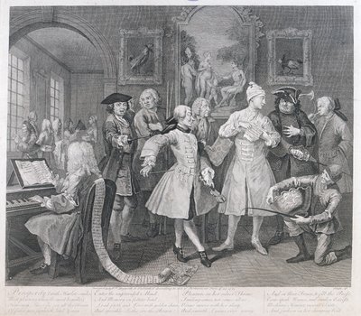 Der Wüstling, Platte II, aus A Rakes Progress, 1735 von William Hogarth