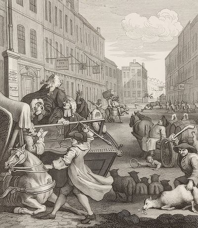 Die zweite Stufe der Grausamkeit (aus: Die vier Stufen der Grausamkeit) von William Hogarth