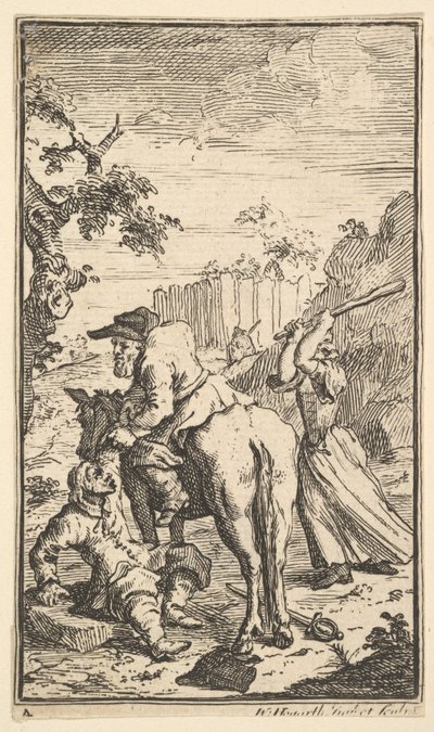 Trulla greift Hudibras an, siebzehn kleine Illustrationen für Samuel Butlers Hudibras..., 1721-26 von William Hogarth