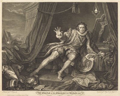 Garrick in der Rolle des Richard III von William Hogarth and Charles Grignion