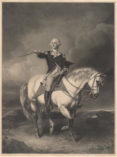 George Washington zu Pferd von William Holl II after John Faed