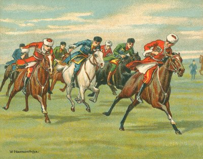Historische und moderne Rennen, Kosakenpferderennen (Chromolithografie) von William Hounsom Byles