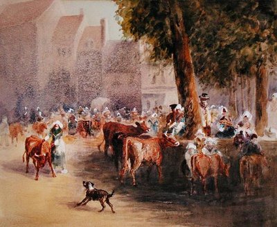 Früher Morgen auf dem Dorfviehmarkt von William Hunt