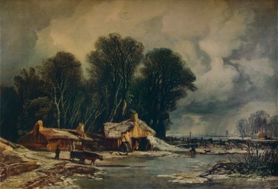 Landschaft mit alten Hütten: Winter, 1833 von William James Muller