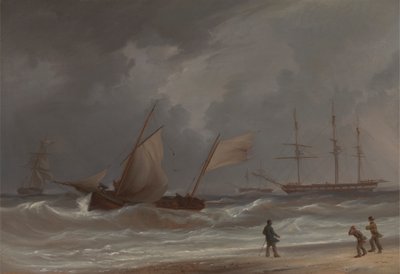 Ein Lugger treibt bei Sturm an Land von William Joy