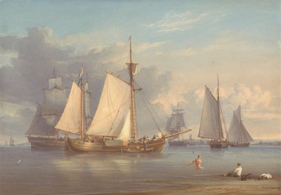 Niederländische Fischerboote vor Anker in einer Mündung von William Joy