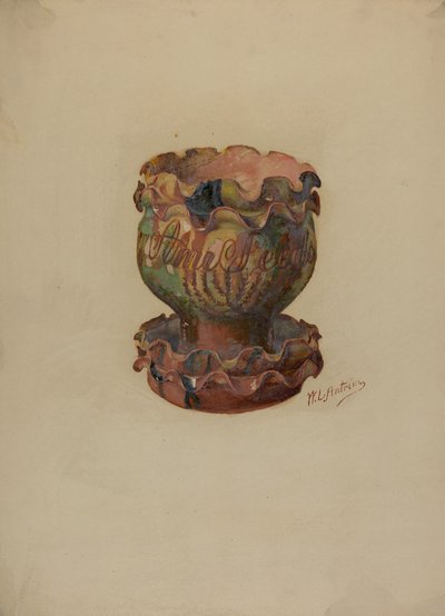 Pa. Deutscher Blumentopf und Tablett von William L Antrim