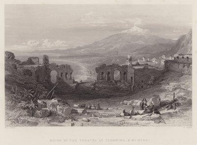 Ruinen des Theaters in Taormina und der Ätna von William Leighton Leitch