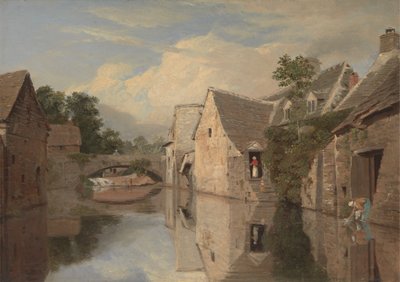 Häuser an einem Fluss von William Linton