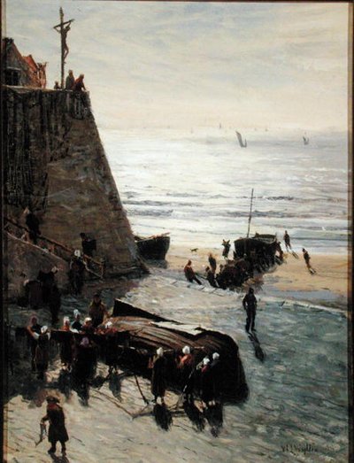 Das Hochziehen des Fischerbootes von William Lionel Wyllie