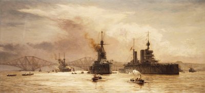 Das erste Schlachtgeschwader verlässt den Forth für die Schlacht von Jütland, 1917 von William Lionel Wyllie