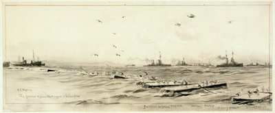 Die deutsche Hochseeflotte eingesperrt in Scapa, ca. 1918 von William Lionel Wyllie