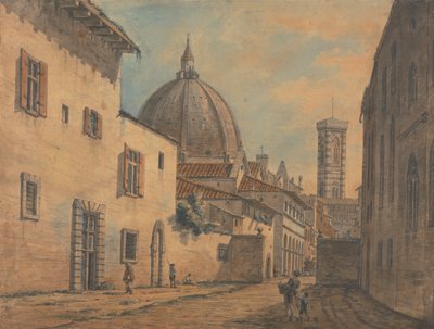 Eine Straße in Florenz mit dem Dom und dem Campanile im Hintergrund von William Marlow