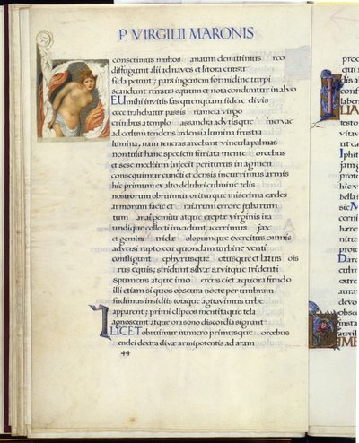 Kassandra gebunden, Seite 44 aus Virgils "Aeneis" von William Morris