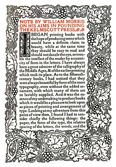 Kelmscott Press: Seite im Golden Type gedruckt von William Morris