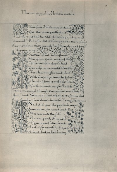 Seite aus Die Geschichte der Bewohner von Eyr, 1871 von William Morris