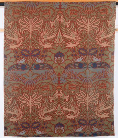Pfau und Drache, handgewebter Köpervorhang, Morris & Co., 1878 von William Morris