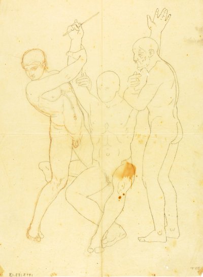 Moses, Aaron und Hur auf dem Berg Horeb (Aktstudie) von William Page