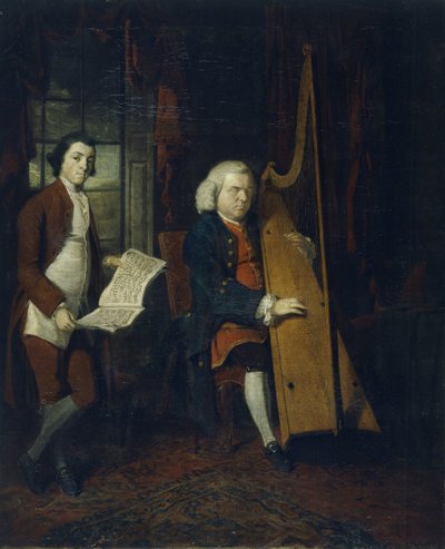 John Parry der blinde Harfenist mit einem Assistenten von William Parry