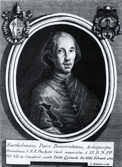 Porträt von Bartolomeo Pacca, italienischer Kardinal, Gravur von Nicolas Toussaint Charlet