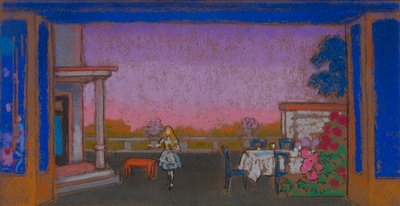 Märzhase Garten (Bühnenbild für Alice im Wunderland) von William Penhallow Henderson