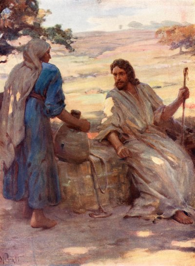 Die Frau am Brunnen von Samaria, Johannes iv, 6, 7 von William Pratt