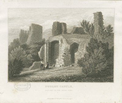 Dudley Castle - Der Bergfried: Gravur, undatiert [ca. 1831] von William Radclyffe