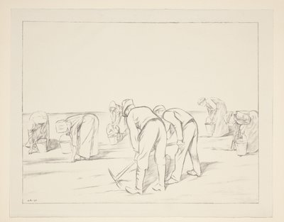 Landarbeiter mit Spitzhacken und Eimern von William Rothenstein