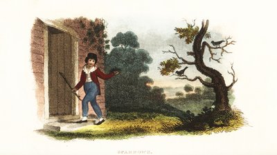 William Smellie, als Junge, nimmt ein Nest mit jungen Spatzen von ihren Eltern für ein Experiment von William Smellie