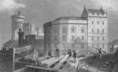Ostseite des Bridewell und Haus des Gefängnisdirektors, Edinburgh, 1829 von William Tombleson