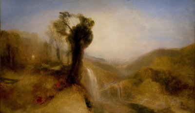 Südliche Landschaft mit einem Aquädukt und Wasserfall von Joseph Mallord William Turner