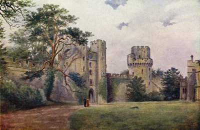 Warwick Castle: Uhren- und Cäsartürme (Farblithografie) von William W. Quatremain