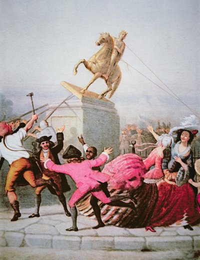New Yorker Patrioten reißen die Statue von George III am Bowling Green nieder, 9. Juli 1776 von William Walcutt