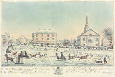 Das Treffen des Quebec Driving Club auf dem Place d’Armes, graviert von J. Smillie Jr., 1826 von William Wallace