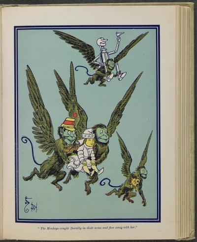 Die Affen fingen Dorothy in ihren Armen und flogen mit ihr davon, Illustration aus "Der wunderbare Zauberer von Oz" von Lyman Frank Baum von William Wallace Denslow