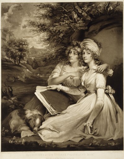 Die Töchter von Sir Thomas Frankland, Baronet, 1797 (Mezzotinto in brauner Tinte) von William Ward